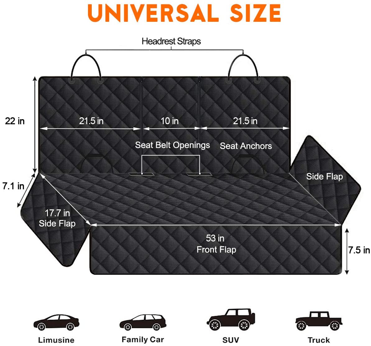 Ultimate Dog Car Seat Cover - Waterproof, Non-Slip, and Universal Fit Protector for Back Seats - Perfect for Pets and Kids - Black