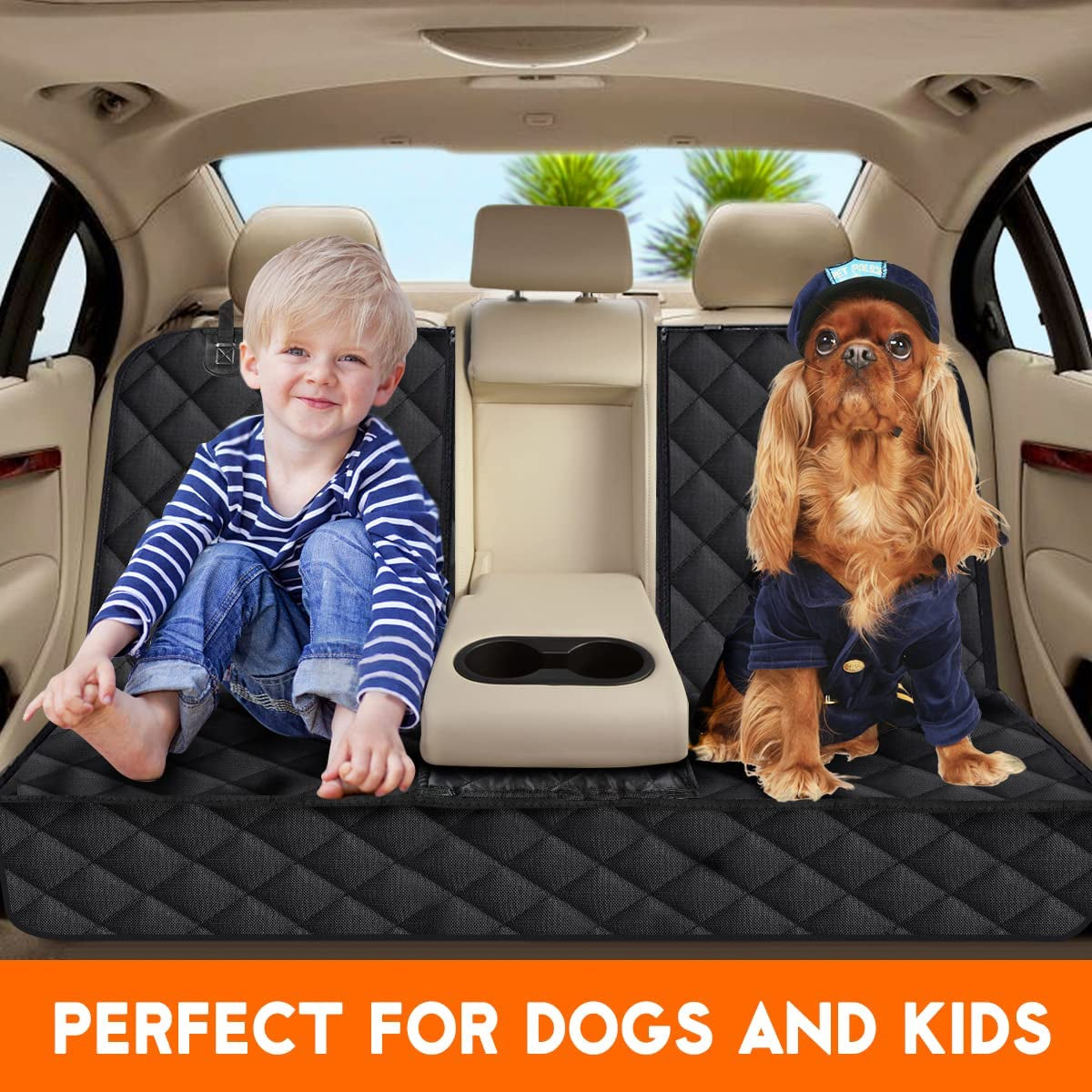 Ultimate Dog Car Seat Cover - Waterproof, Non-Slip, and Universal Fit Protector for Back Seats - Perfect for Pets and Kids - Black