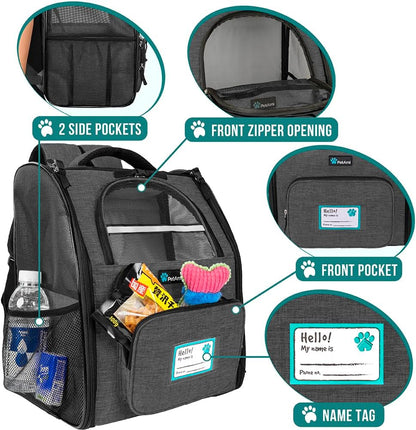 Dog Backpack Carrier for Small Large Cat, Pet, Puppy, Ventilated Pet Hiking Backpack Travel Bag, Airline Approved Cat Backpack Carrier, Camping Biking Dog Bag up to 18Lbs Pet, Charcoal