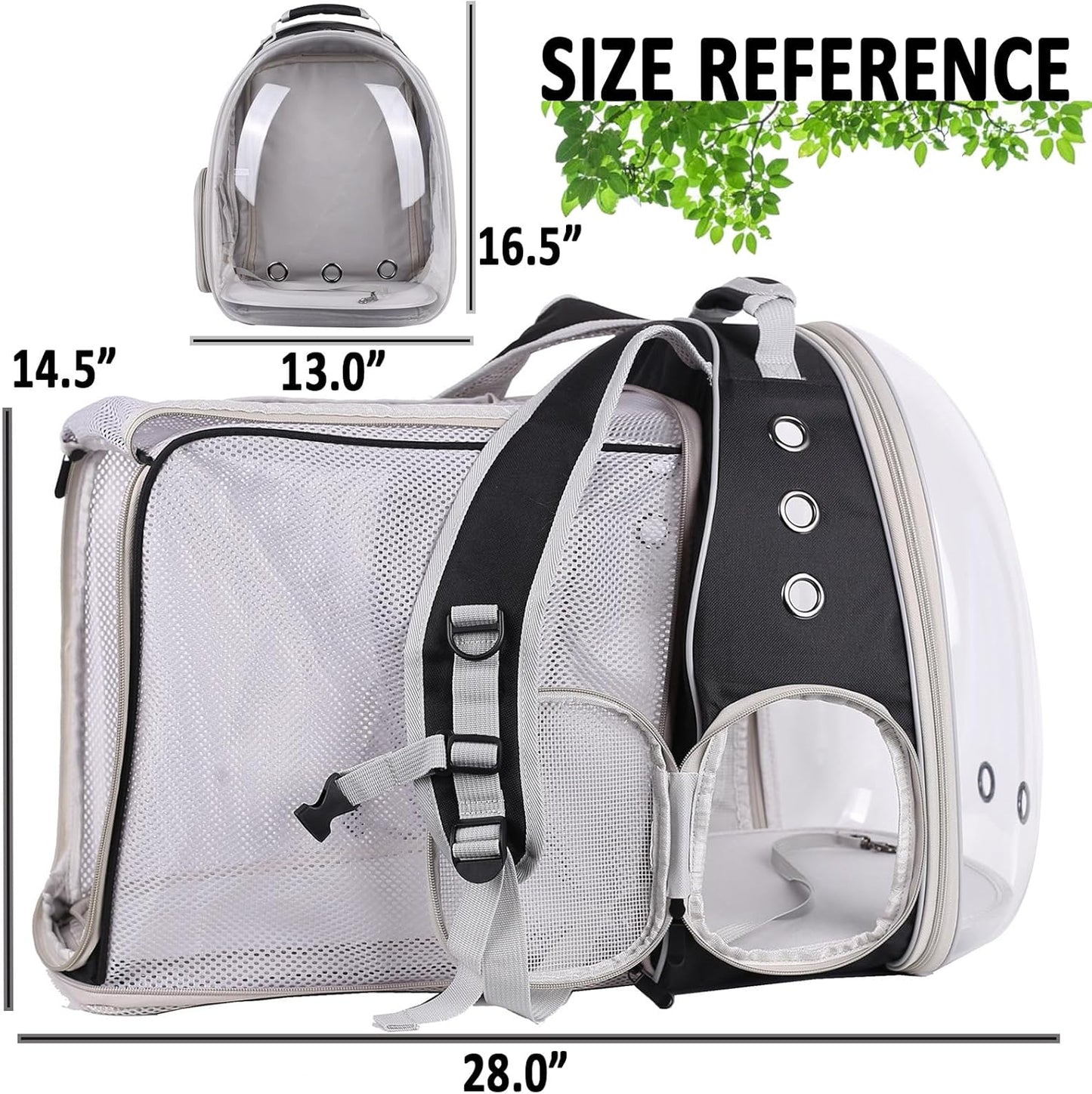 Dual Extension Pet Backpack Carrier: Spacious Astronaut Bubble Bag for Large Cats and Small Dogs (Up to 20 lbs) - Perfect for Travel and Outdoor Adventures