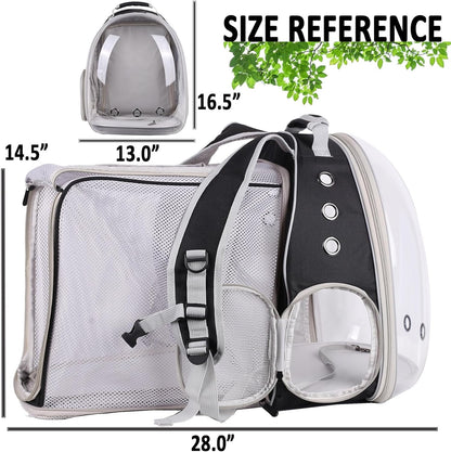 Dual Extension Pet Backpack Carrier: Spacious Astronaut Bubble Bag for Large Cats and Small Dogs (Up to 20 lbs) - Perfect for Travel and Outdoor Adventures