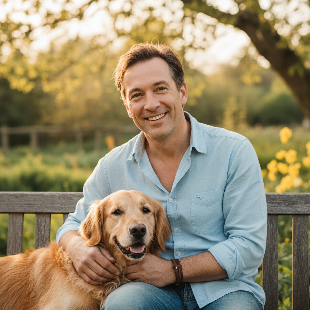 Man with Golden Retriever